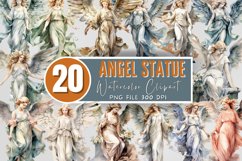 Angel Statue Watercolor Sublimation Clipart Product Image 1