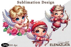 Valentines Heart and angel Clipart. Love png Product Image 1