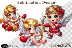 Valentines Heart and angel Clipart. Love png Product Image 1