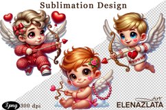 Valentines Heart and angel Clipart. Love png Product Image 1
