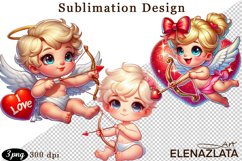 Valentines Heart and angel Clipart. Love png Product Image 1