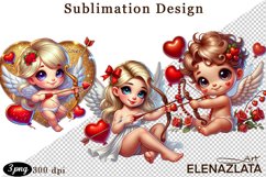 Valentines Heart and angel Clipart. Love png Product Image 1