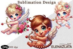 Valentines Heart and angel Clipart. Love png Product Image 1