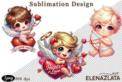 Valentines Heart and angel Clipart. Love png Product Image 1