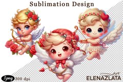 Valentines Heart and angel Clipart. Love png Product Image 1