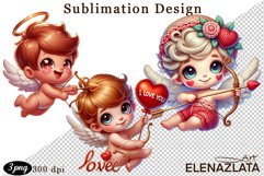 Valentines Heart and angel Clipart. Love png Product Image 1