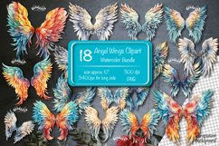 Angel wings clipart PNG watercolor Clipart Bundle on a transparent background. Use these designs for sublimation, paper crafting, cards, tags, stickers, ornaments, and more