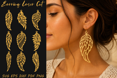 Angel Wings Earrings Laser Cut SVG Product Image 1