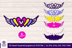angel wings svg-heart wings-papercut file-3d layered svg-paper craft-memorial svg-heart svg-love svg