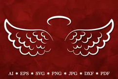 Memorial Angel Wings SVG, Angel Wings with Halo SVG Product Image 1