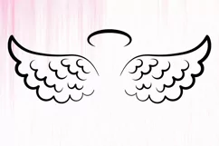 Memorial Angel Wings SVG, Angel Wings with Halo SVG Product Image 2