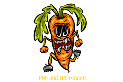 Angry Carrot Cartoon Vegetable Illustration PNG JPG