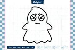 Angry Cute Ghost SVG Halloween Kawaii Spooky Cut File Product Image 1