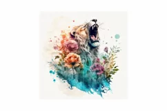 Angry Lion | Angry Lion Watercolor Drawing | Lion watercolor Product Image 3