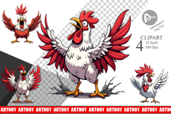 Angry Rooster Clipart Product Image 1