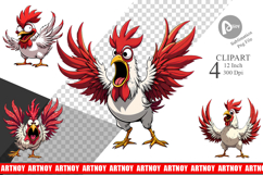 Angry Rooster Clipart Product Image 1
