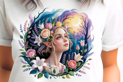 Lily Forest Fairy with Moon PNG Sublimation Product Image 1