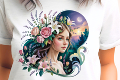 Night Fairy with Flowers PNG Sublimation Product Image 1