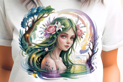 Green Water Fairy with Tree PNG Sublimation Product Image 1