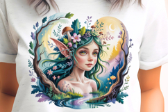 Forest Fairy with Mushrooms and Flowers PNG Sublimation Product Image 1