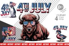 4th of July Animal Clipart Product Image 1