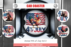 Car Coaster 4th of July Animal Product Image 1