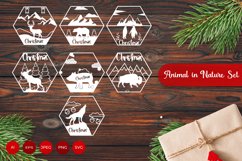 Christmas Animal in Hexagon Frame SVG Set Product Image 1