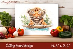 Funny Surfer tigr Cutting Board. Cute Animal sublimation Product Image 1