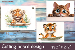 Funny Surfer tigr Cutting Board. Cute Animal sublimation Product Image 1