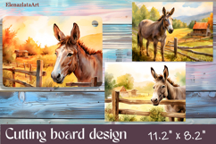 Kitchen cutting board cute donkey, sublimation Product Image 1