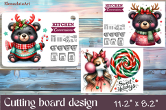 Cute animal Cutting Board Designs, mery christmas Product Image 1