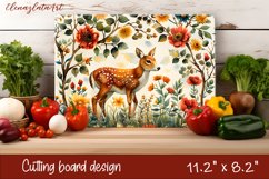 Cute deer cutting board sublimation, Flowers sublimation Product Image 1