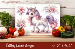 Cute Unicorn Cutting Board, animal Sublimation Design Product Image 1