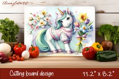 Cute Unicorn Cutting Board, animal Sublimation Design Product Image 1