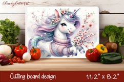 Cute Unicorn Cutting Board, animal Sublimation Design Product Image 1