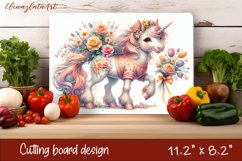 Cute Unicorn Cutting Board, animal Sublimation Design Product Image 1