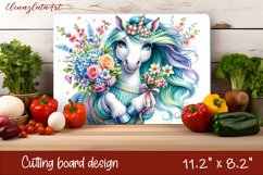 Cute Unicorn Cutting Board, animal Sublimation Design Product Image 1