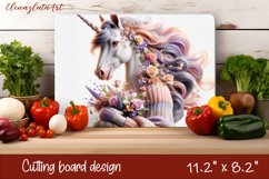 Cute Unicorn Cutting Board, animal Sublimation Design Product Image 1