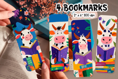 Cute Cow Bookmarks | Colorful Reading Animal PNG Product Image 1