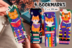 Printable Cute Cat Bookmark | Colorful Gouache Animal Kids Product Image 1