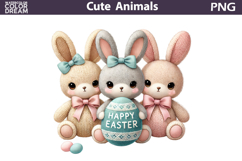 Cute Bunny Bow Clipart | Happy Easter Animal Sublimation Product Image 1
