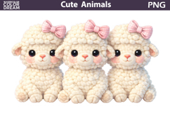 Cute Lamb Pink Bow Clipart | Easter Animal Sublimation Product Image 1