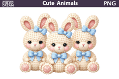 Cute Bunny Blue Bow Clipart | Easter Animal Sublimation Product Image 1