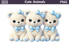 Cute Bear Blue Bow Clipart | Easter Animal Sublimation Product Image 1