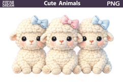 Cute Lamb Bow Clipart | Easter Animal Sublimation Product Image 1