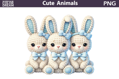 Cute Bunny Blue Bow Clipart | Easter Animal Sublimation Product Image 1