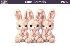 Cute Bunny Pink Bow Clipart | Easter Animal Sublimation Product Image 1