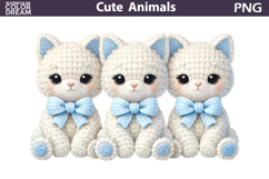 Cute Cat Blue Bow Clipart | Easter Animal Sublimation Product Image 1