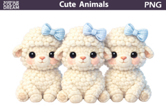 Cute Lamb Blue Bow Clipart | Easter Animal Sublimation Product Image 1