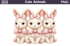 Cute Bunny Pink Bow Clipart | Easter Animal Sublimation Product Image 1